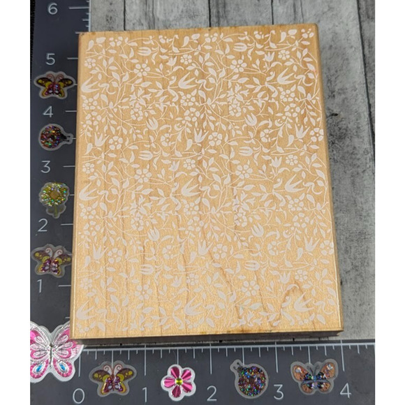 Hero‎ Arts Wallpaper Background Floral Leafy S1711 Rubber Stamp Wood #F5 - Picture 1 of 4